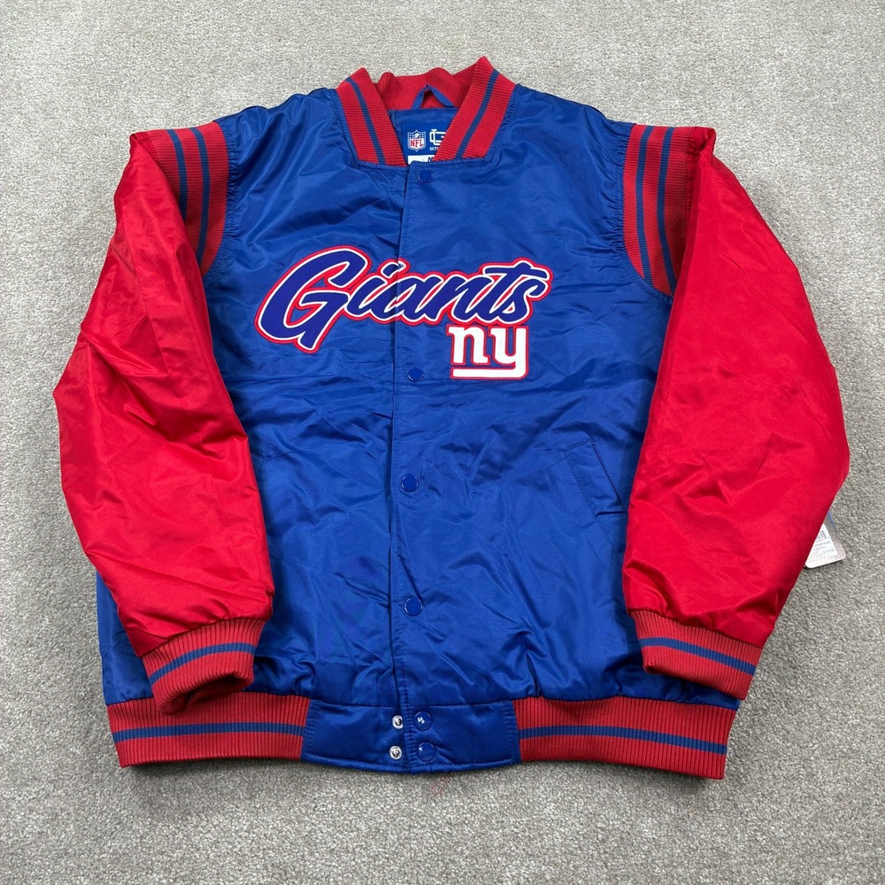NFL New‎ York Giants Ultra Game Satin Jacket Full Snap Blue Red Mens M